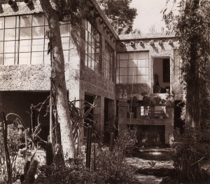 The exterior of Frida Kahlo's home called Casa Azul outside Mexico City, 1952. 