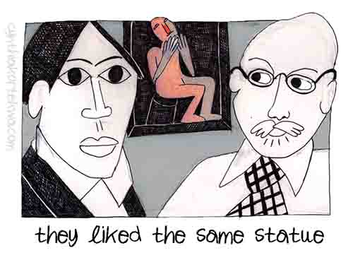 They Both Liked The Same Statue