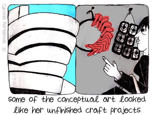 some of the conceptual art looked like her unfinished craft proj