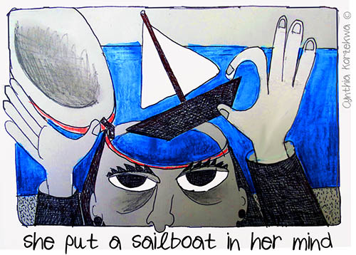she put a sailboat in her mind