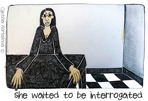 she waited to be innterrogated