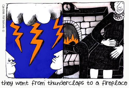 they went from thunderclaps to a fireplace