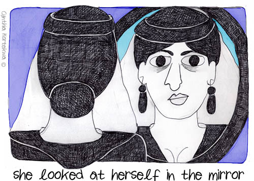 she looked at herself in the mirror