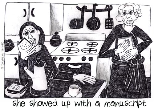 she showed up with a manuscript