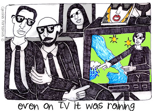even on TV it was raining