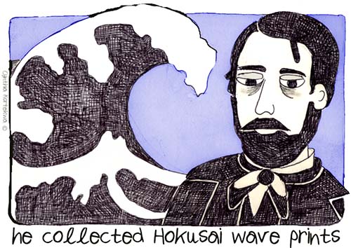 he collected Hokusai wave prints