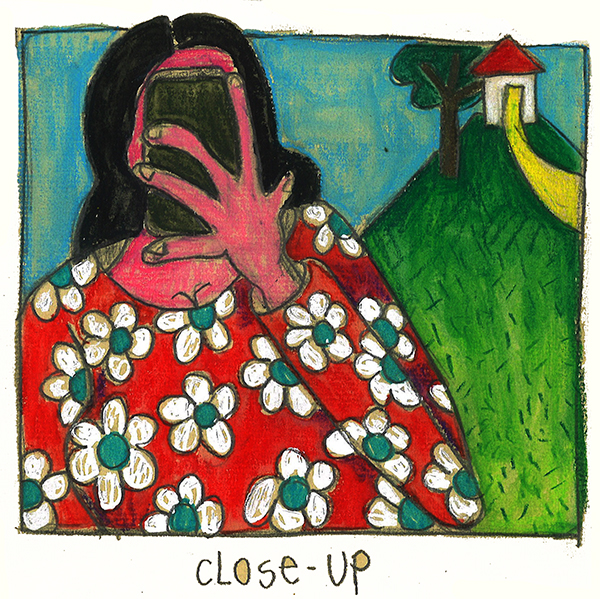 drawing of a woman taking a selfie