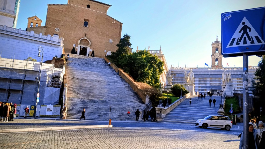 Santa Maria in Aracoeli, steps leading up, and Piazza del Campidoglio