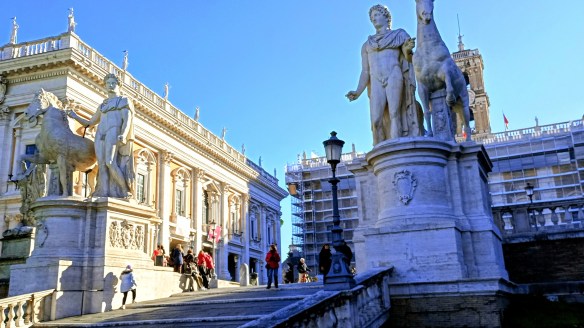 fotos of steps leading to Piazza del Campidoglio