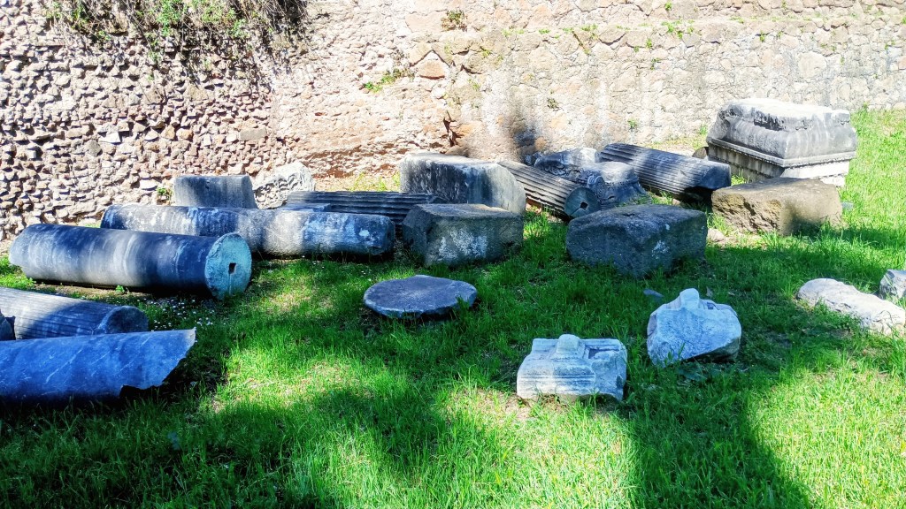 photo of Piazza Vittorio, broken columns on the ground